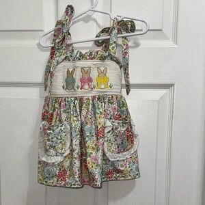 Abby & Evie Smocked Bunnies Floral Tunic Top